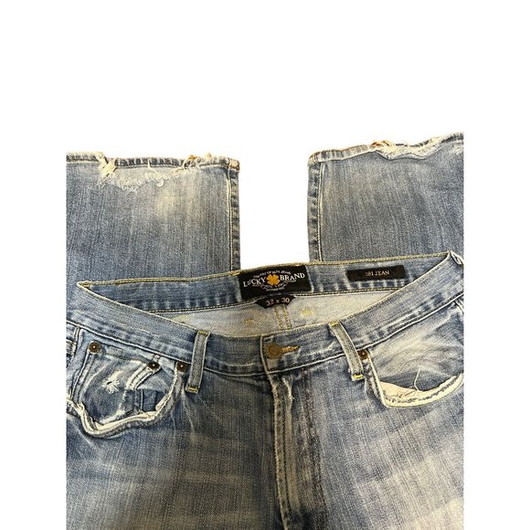 Lucky Brand Men 181 Jeans Distressed Size 32 x 30 Frayed Back Hem - Picture 3 of 7